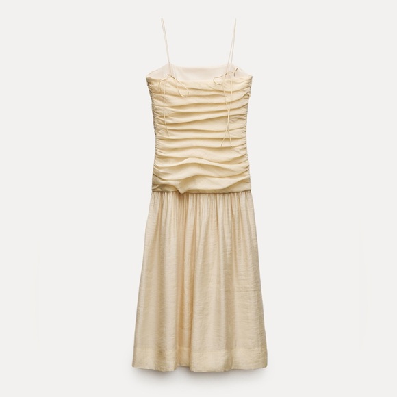 ZARA YELLOW DROP WAIST DRESS - Picture 2 of 6